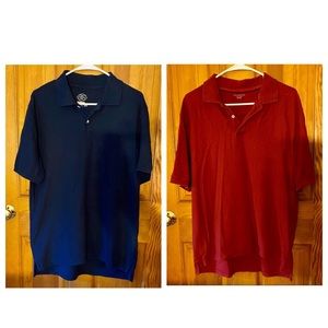 5/$25 🎆 EUC St. John’s Bay & Covington Men’s Polo Duo, Size Medium - Navy & Red